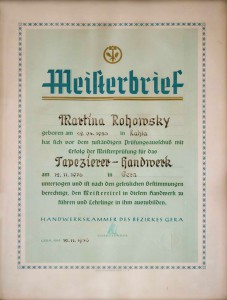 Meisterbrief Martina Rohowsky